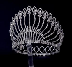 Grandi tiaranti di tiara a tutto tondo per Miss Beauty Contest Pageant Crown Crown Auatrian Rhinestone Crystal Hair Accessori per spettacoli di feste 4159686