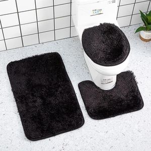 Pillow Bathroom Carpet Toilet Cover Microfiber Absorbent Non-Slip Mat Three-piece Set U-shaped 40 50 45 Door 80