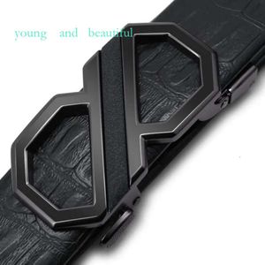 8-Word Buckle Belt Men Alloy Automatic Buckle Fashion Crocodile Pattern Business Belt The New Factory 9061