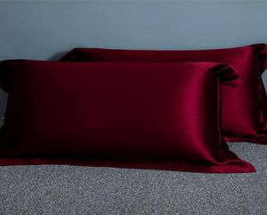 Cushiondecorative Pillow 100 Pure Mulberry Silk Pillowcase Solid Color Soft Natural Real Dark Red Case4908006