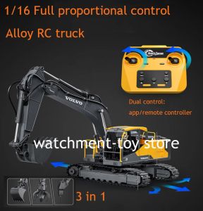 Arabalar çifte E 3 in 1 RC Excavator Engineering Truck EC160E E598 1/16 Çift Kontrol Uygulaması ve Uzaktan Denetleyici