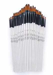 12pcs naylon saç ahşap sap suluboya boya fırçası kalem öğrenmek için set diy yağ akrilik boya sanat fırçaları malzemeleri makyaj9504247