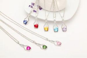 Luxury Jewelry Silver Color with Wish Bottle Inlay Love Heart Crystals Vial Pendant Necklace for Women Gift BS68 LL