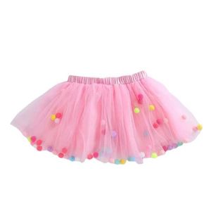 Tutu Kleider Tanzkugeln Kinder Girls Tutu Rock Pompon weiche Mesh Spitze Kinder Röcke Ins Style Baby Tutu Pettiskirt Wildtosen Prinzessin D240507