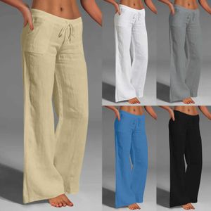 Pantaloni da donna capris 2024 pantaloni da donna in lino di cotone estate oversize pantaloni neri a gamba larga