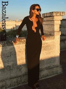 Повседневные платья Базали Официальный магазин Элегантный Подыхающий платье для вечеринки Сексуальное вечернее черное макси