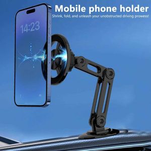 Cell Phone Mounts Holders Magnetic Cell Phone Holder Hands Free Mobile Phone Holder Strong Suction Car Navigation Stand Telescopic Foldable for Car Auto