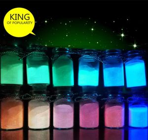 Whole12 kolory Polski moda Super jasna blask w ciemnym proszku świecą świetliste proszki fluorescencyjne w jaskrawej kolorze7983308