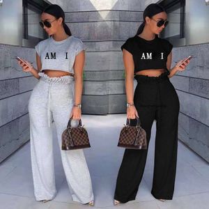 Luxury designer tracksuit summer sleeveless t shirt women's tank top yoga wear suit womens vest loose yoga pants two piece set