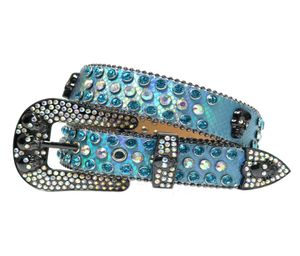 Luxury Strap Belts Western Cowgirl Cowboy Skull Diamond Rhinestone Belt Pin Buckle For Men Women Cinto de Strass1379092