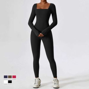 Macacões femininos Rompers Romadores outono Winter Long Slve Gym Jumins Tight Menuses Sport Sport One Piece Roupfits Sportswear Macles Black Apricot T240507