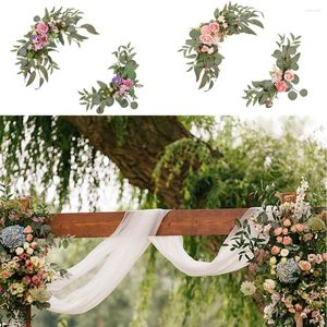 Flores decorativas de baixa manutenção arco de flores falso para decoração de casa fácil casamento de seda inodoro artificial