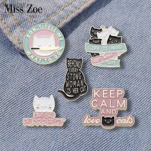 Pins Brooches I am such a Purrfect enamel brooch custom cat loving family brooch lapel badge animal jewelry gift for children WX