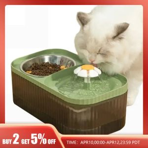 Forniture da 1 pc con acqua di gatto automatica con ciotola alimentare in acciaio inossidabile, alimentatore di gatti elevato e alimentatore d'acqua per gatti interni