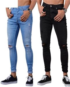 Jaycosin Men Pants Męskie chude rozciągające dżinsowe spodnie w trudnej sytuacji Freyed Slim Fit Dżinsy Spodnie styl LJ2010231684013