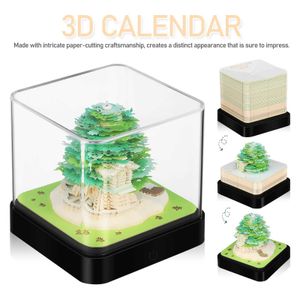 Kalendarz 2024 Kalendarz 3D 2024 Kreatywny kalendarz 3D 2024 Z LED LED Tree Tear Calendar Rzeźba Pulpit