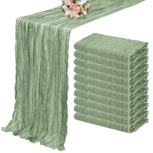 Linens 10pcs samisheer sage green gauze table table إعداد طاولة طعام حفل زفاف حفلات عيد الميلاد الأقواس ديكور كعكة