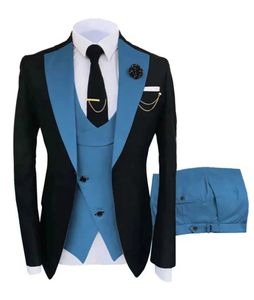 Ternos masculinos Blazers Os recém-chegados, de montagem de masculino, no bem-estar dos noivos do traje preto calças de casamento formal calças 3 peças q240507