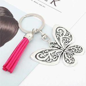 Keychains Lanyards 1pc Animal Charms Keychains Tassels Keyring Butterfly Pendant Key Chain For Women Animal Jewlery
