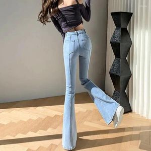 Jeans femminile femminile pantaloni bagliori svasati pantaloni pantaloni a campana blu blu con tasche alte vita s harajuku moda chic ed elegante a