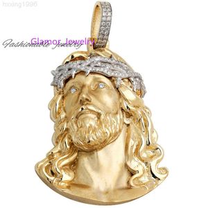 Diamondpass elmas test cihazı ile moissanite altın kafa moissanite özel İsa hip hop takı buzlu kolye 925 gümüş erkek kolye kolye