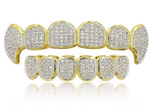 Ювелирные украшения хип -хоп мужские грили 18K золото, покрытые всеми льдом, Diamond Grillz Зубы Bling Shiny Rock Punk Rapper28652111111111111111