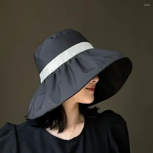 Breda randen hattar tyg solskyddsmedel fiskare hatt vikbar justerbar visir cap solskydd stora kvinnor hink damer