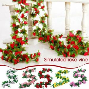 Fiori decorativi 2,4 m di vite artificiale Vina muro appeso Fiore di seta Cherry False Simulazione Piatto di pianta de H0G4