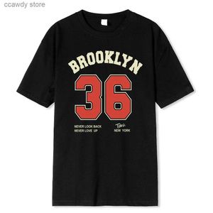 Erkek Tişörtler Brooklyn 36 Sanat Tter Retro Tasarım Karikatürleri Baskı Giyim MA Nefesli Tshirt Gevşek Pamuk Pamuk Kısa Seve H240507