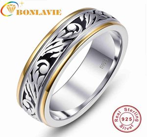 Bonlavie 6 Mm Retro Cut Two Color Plated 925 Silver Ring For Men and Women Commitment and Betting 2105065527398