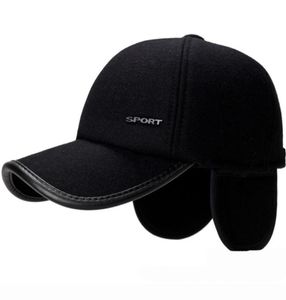 HT1856 Autumn Winter Hats for Men Black Grey Wool Feel Men Caps Caps Warflap Baseball Hats Regulowane czapki baseballowe Snapback J7002593