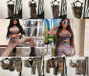 Leopard Print Dresses T Shirts kjolar uppsättningar för kvinnor Designer Letter Webbing Yoga Leggings Sports Suits Charm Damer Sling Dress P2705656