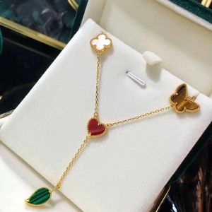 Brand originality Van Chaohua Necklace 925 Sterling Silver Plated 18K Gold Clover Butterfly Love Leaf Tassel Pendant Collar Chain jewelry
