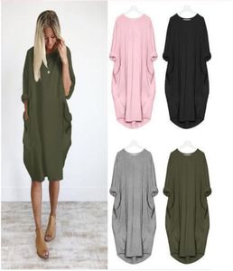 Kadınlar Sıradan Gevşek Elbise Düz Renk Bahar Sonbahar Büyük Boyut Artı Boyu Giyim Elbiseleri için 4795553