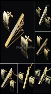 Gold Tie klips i zestaw do mankietu dla mężczyzn klasyczne klipy miernikowe Zestawy spinki do mankiety miedzianych Złotego kołnierza biżuteria 1 Dostawa 20218014188