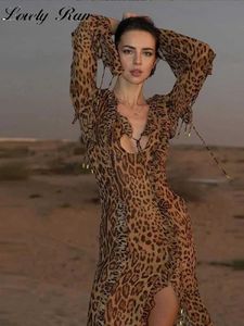 Urban Sexy Dresses Sexy Leopard Print Dress Women Elegant V-neck Long Slve Holiday Dresses Female 2024 Spring Summer Fashion Party Vestidos Lady T240507