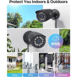 ZOSI H265 3K 5MP Lite AI Home Security Camera System with Human Vehicle Detection、8CH CCTV DVRおよび4x 1080p bullet Cameras for Indoor Outdoor Night Visionリモートアクセス