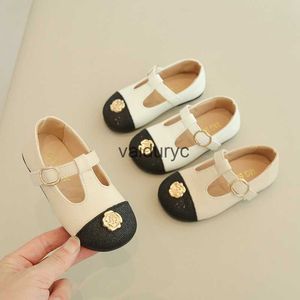 Sneakers Girls Princess Shoes 2023 Autumn New Bow Pearl Baby Show Leather Soft Sole Fashion Childrens Single H240507