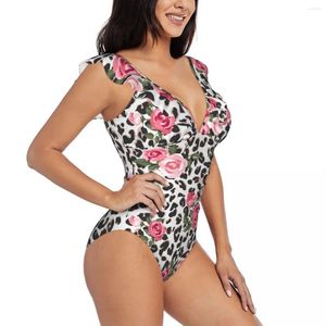 Menas de banho feminina Ruffled Ruffled Swimsuit Women fofo Rose Mix Patter