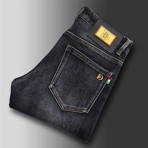 Autumn/Winter 2023 Light Luxury High End Thick Mens Slim Fit Fashion Märke Busin Leisure Micro Elastic Small Right Ben Jeans