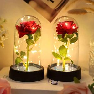 Flores decorativas 4/2pcs Simulação Lâmpada de flores de rosa eterna decoração casal casal
