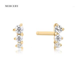 Mercery Fashion Jewelry 14k Solid Gold Stud Earrings Irregular Shine Diamond for Women and Men