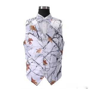 2018 New Style White Hunting Groom Vests Mossy Oak Camo Tuxedo Vest with Tie Men039s Camo Wedding Vests Camouflage Hunting Vest4978205