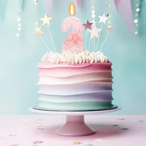 Party liefert rosa Glitzer mit Bowknot -Geburtstagskandel für Kuchen 2,76 Zoll Happy Topper Dekoration