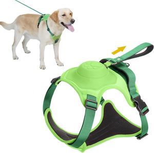 Atuban Dog Harness Установленная собачья поводка в одном в одном регулируемой прогулке для собак Harness 2 Клипки повод