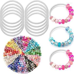 Braccialetti di fascino 20pcs elastici più 220pc perline per distanziali a buchi grandi metallo multicolore