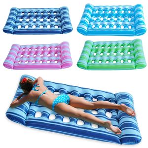 Inflatable Water Sleeping Bed PVC Floating Lounger Air Mattress Foldable Swimming Pool Outdoor Toys 240506