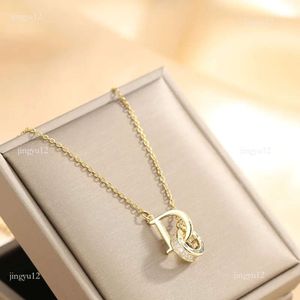 Elegant Women eefs Gift Micro Pave DO Pendant Necklace Gold Plated Stainless Ste