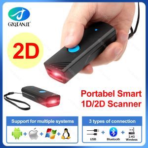 Scanners Black Mobile 1D 1D a barre scanner mini mini bluetoothcomptible USB 2,4 GHz Wireless Portable ReaTable Lettore di supporto PC PC Mobile Scansione