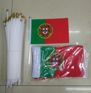 Acessórios 50pcs A pequena bandeira de Portugal 14*21 cm Bandeira Portugal A bandeira nacional da mão com bandeira de entrega de poste Drop Shipping